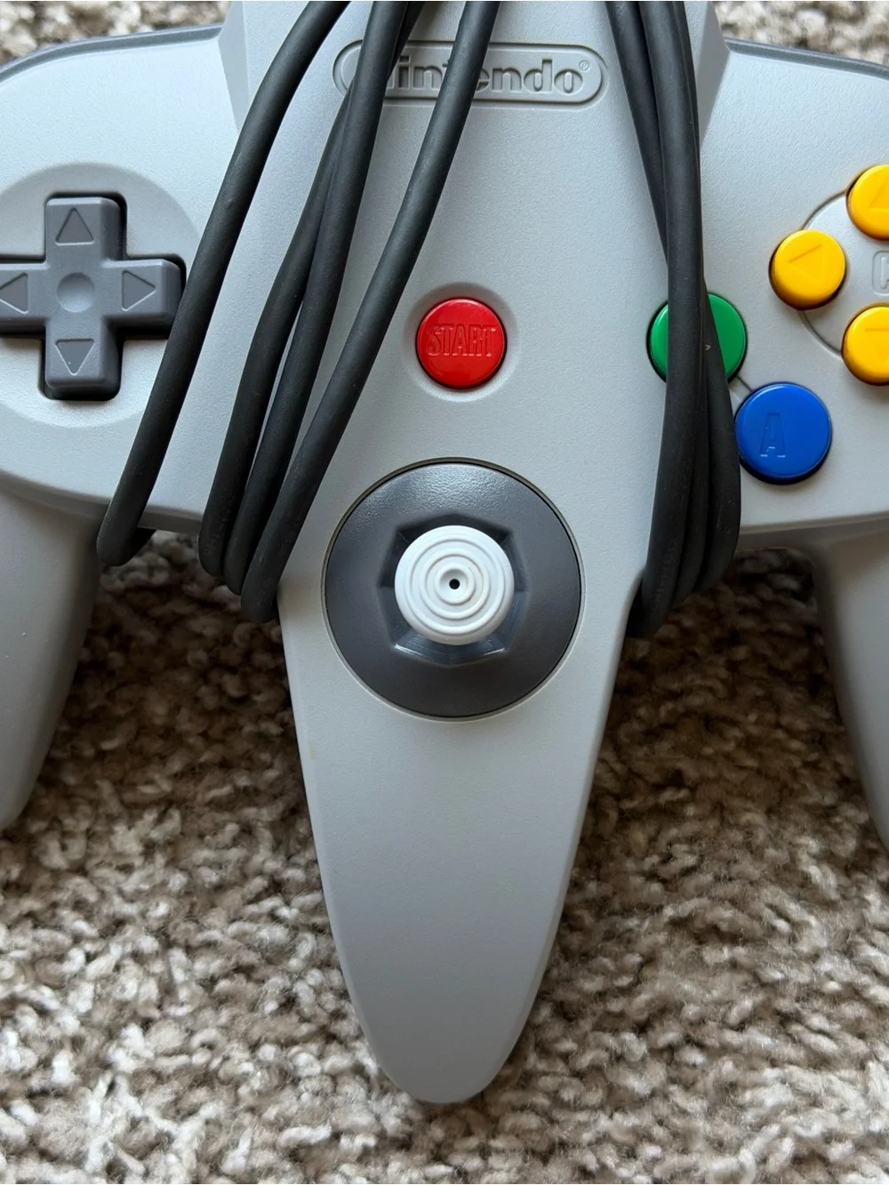 NINTENDO 64 N64 GRAY AND BLACK CONTROLLER USED